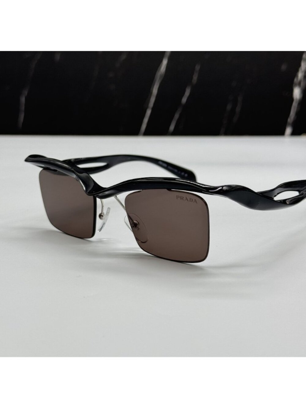 NEW PRADA PRA15S 1AB8C1 SUNGLASSES PR A15S 1AB8C1 SQUARE BLACK UNISEX SPR A15S - Picture 4 of 13